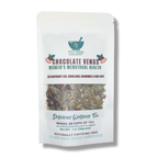 Tea package for 'Chocolate Venus' women's menstrual health tea on a white background