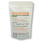 Back of a bag of Tahitian Honey Tea on a white background 